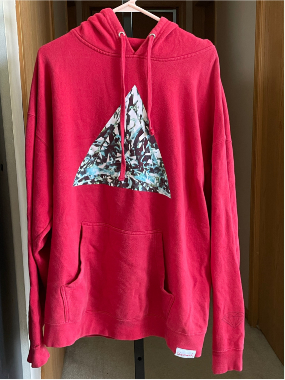 Men's Diamond Supply Co. Red Hoodie XXL with Diamond Graphic